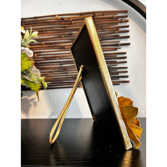 Handmade Gold Leather Picture Frame 5x7 Floral Photo Frame Luxury Home Decor - Picture 2 of 8